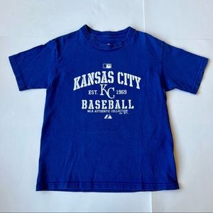 Majestic Kansas City Royals Baseball Small Blue White Shirt Top Tee
